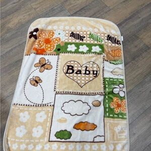 Sotela Baby Plush Blanket in Beige, Green & Orange